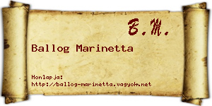 Ballog Marinetta névjegykártya